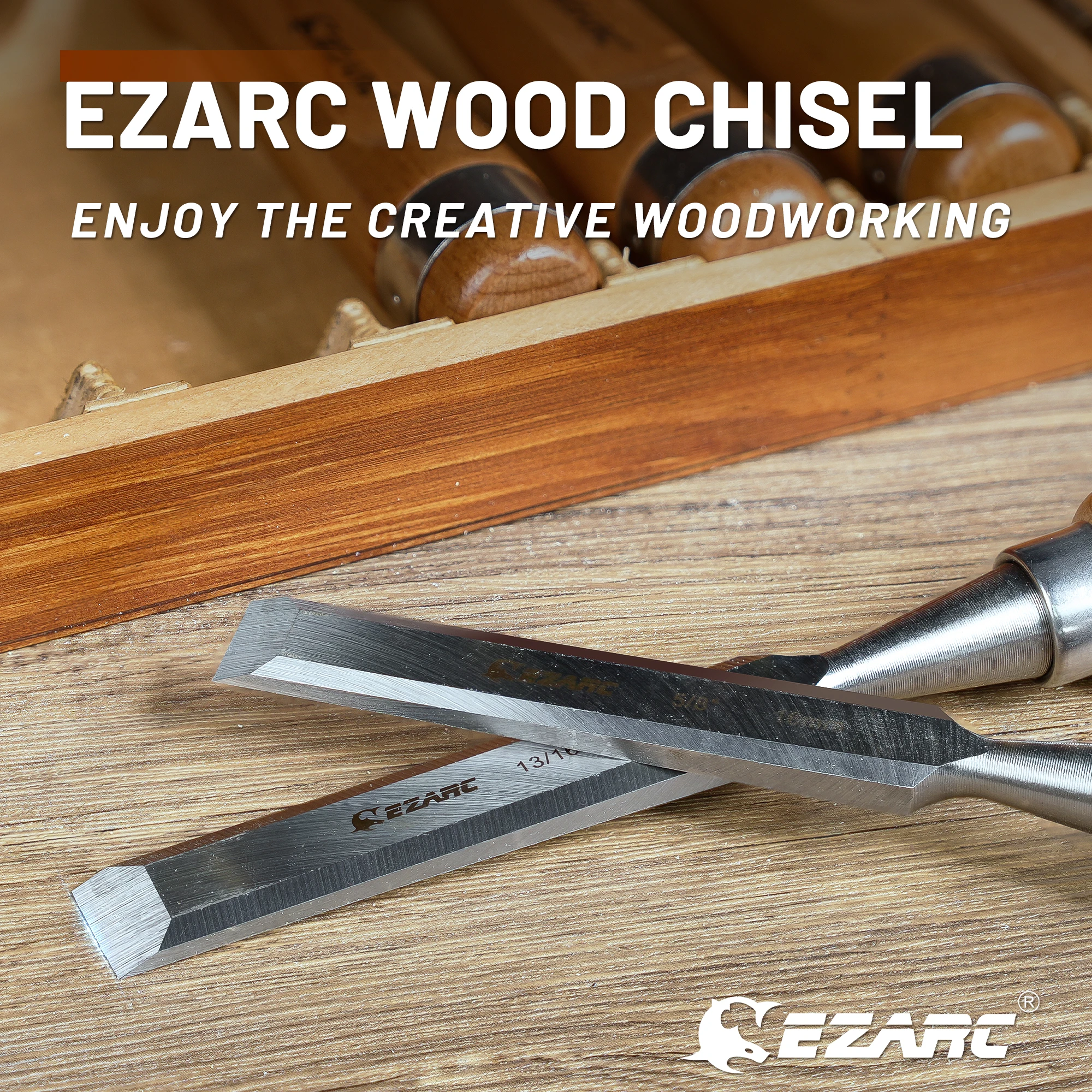 EZARC 6 Pieces Wood Chisel Tool Sets Woodworking Carving Chisel Kit with Premium Wooden Case for Carpenter Craftsman