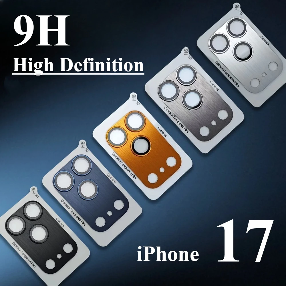 9H HD Ochraniacz Obiektywu Aparatu z Metalowym Pierścieniem Aluminiowym do iPhone 17 Pro 17 Pro Max, Folia ze Szkła Hartowanego, Osłona Obiektywu