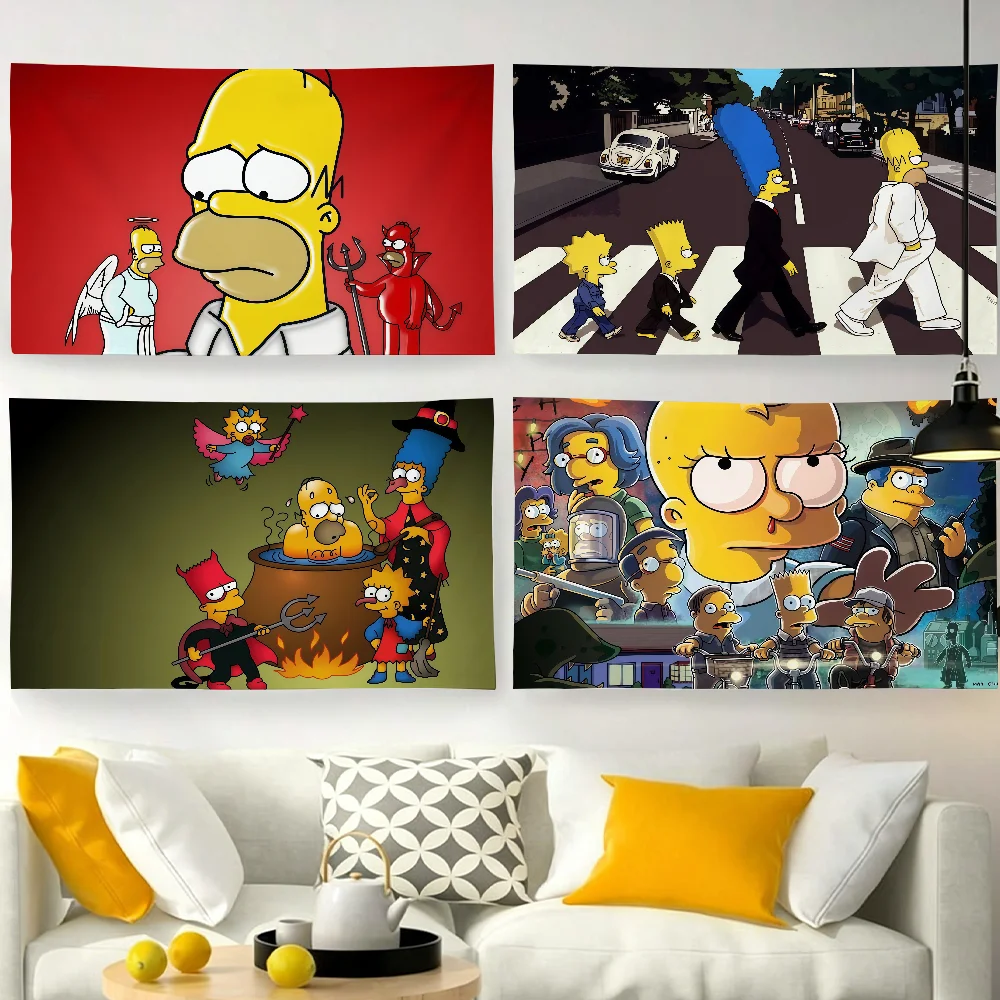 Cartoon The S-Simpsons Flag For Garden Party Living Room Home Wall Decor Banner Bedroom Outdoor Tapestry