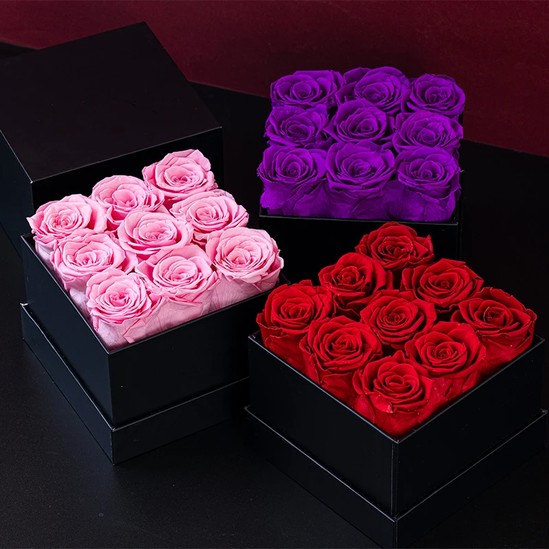 

Eternal Rose A-Class Black Square Gift Box, Valentine's Day Christmas Gift, DIY Gift, wedding dried flowers