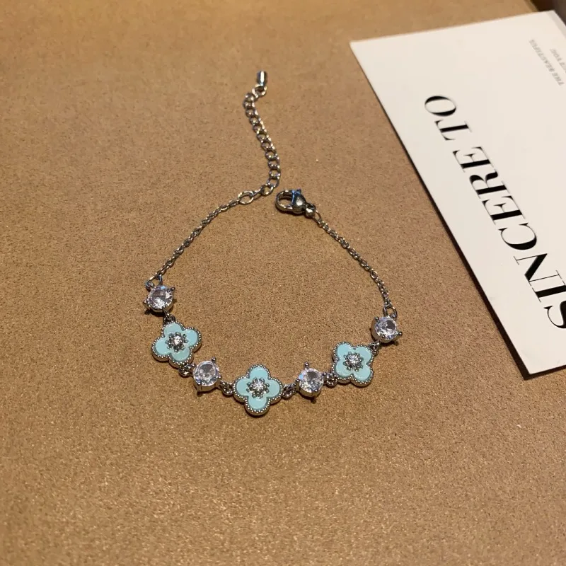 الكورية الجديدة كريستال زهرة سوار للنساء الأزياء التصميم الأصلي الفولاذ المقاوم للصدأ سوار مجوهرات فاخرة اكسسوارات هدية #2