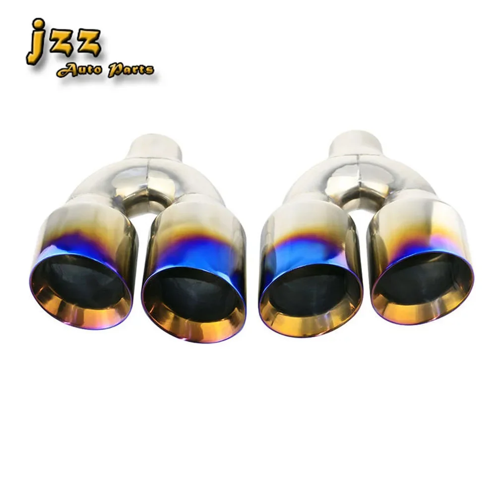 

1PCS Car Decoration Accessories Stainless Steel Throat Pipe 63mm to 102mm double exhaust tip slant