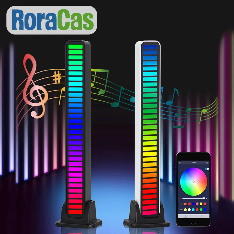 Led barra de luz música controle de som bluetooth lâmpada rhythm strip iluminação ambiente usb night light para decoração do quarto carro tv jogos