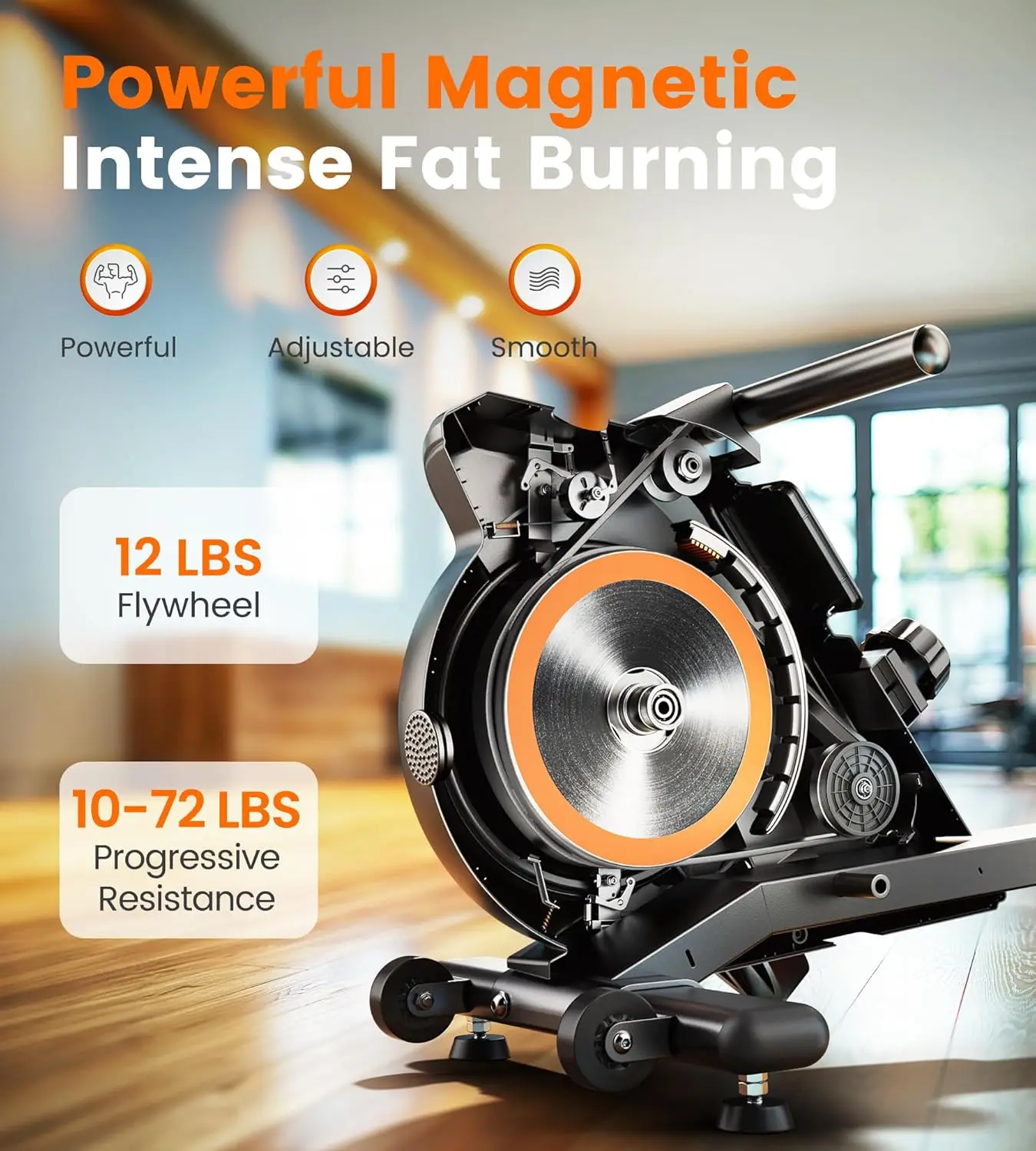 Magnetic/Water Rowing Machine 350 LB Weight Capacity Rower for Home Use with Bluetooth, App Supported, Tablet