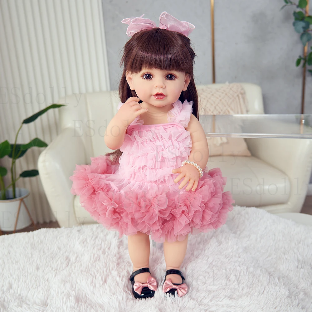 20in 55cm Reborn Baby Doll Girls Realistic Full Vinyl Bridal Gift Dolls Toddler Children Toys Real Doll Lifelike Handmade DIY