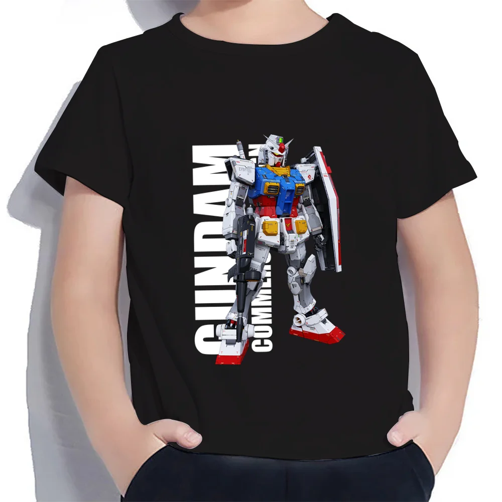 T Shirt pakaian anak-anak Anime Gundam atasan anak laki-laki Fashion High Street santai gaya Harajuku anak laki-laki pakaian 2024 100-160 diskon besar musim panas