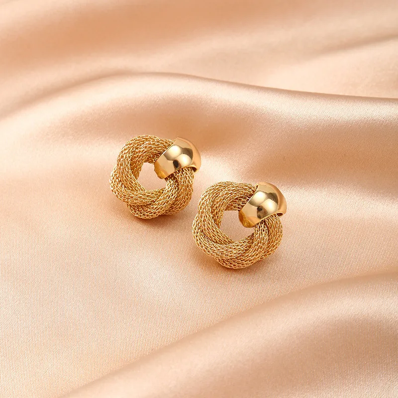 Vintage Metallic Twisted weaving Round Circle Dangle Earrings 2024 New Fashion Wedding Party Drop Earrings for Woman Jewelry image 4