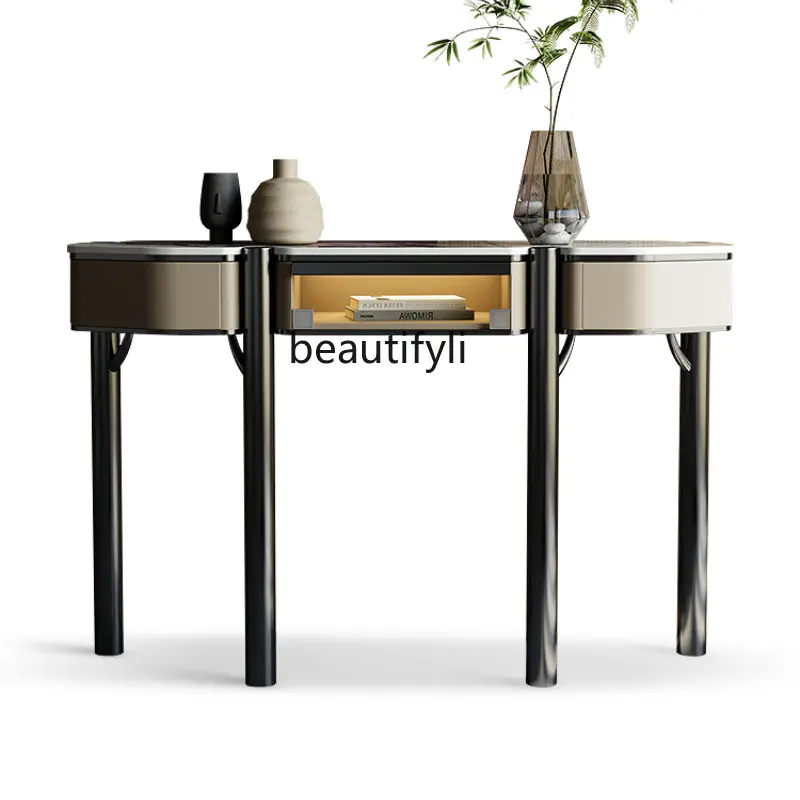 

yj Light Luxury Stone Plate Console Tables Modern Minimalist Living Room Side View Table Entrance Cabinet