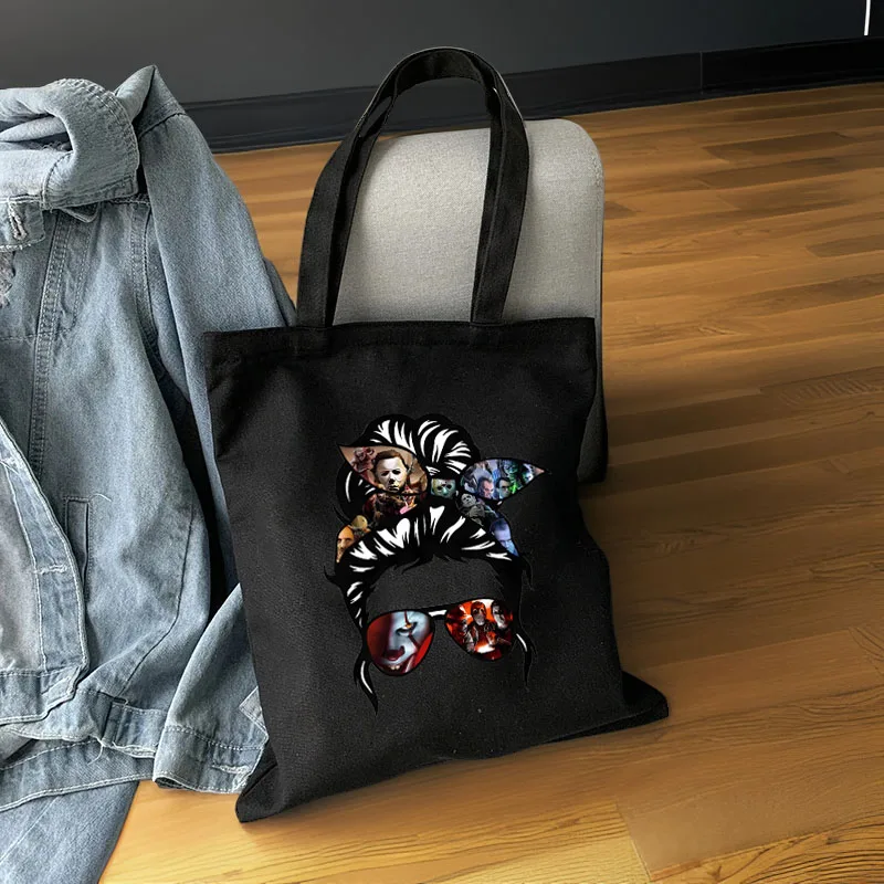 

Stephen King Horror Movie Print Canvas Female Shoulder Bag Eco Handbag Large Shopper Tote for Women Shopping Female Handbags Bag