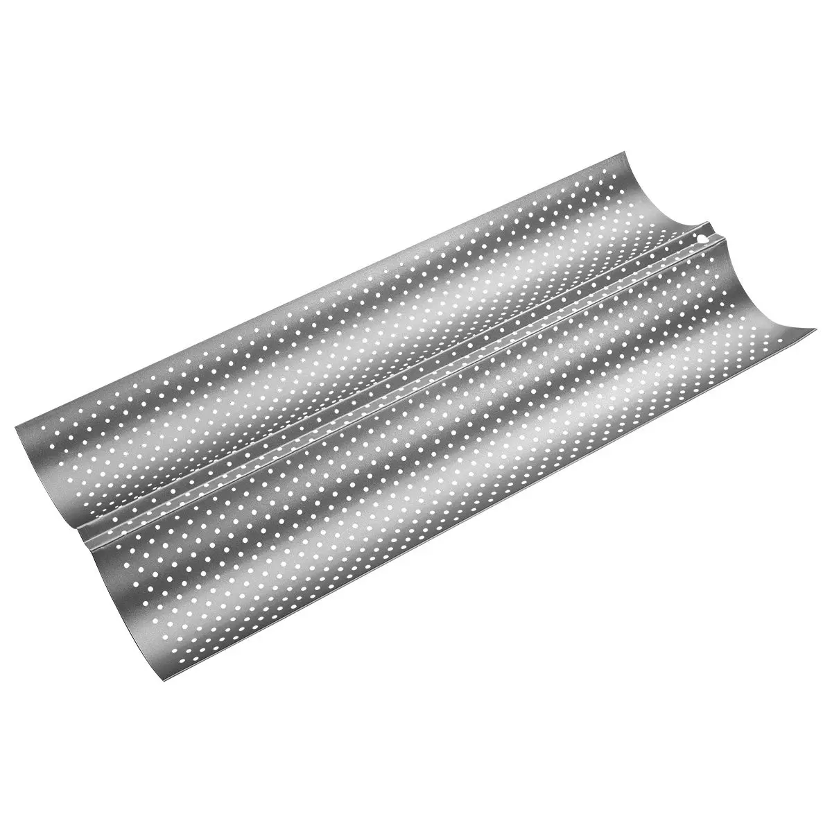 Wave Pattern Baguette Baking Tray 2 Slot Heavy Duty Stainless Steel French Bread Mold Easy Clean Professional Home Baking Tool