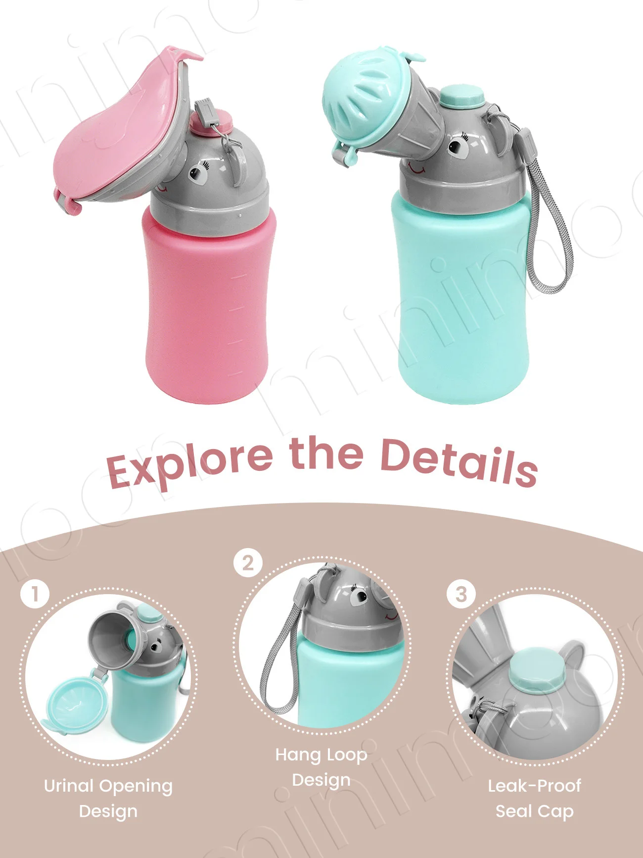 Portable Kids Travel Pee Bottle, Leak-Proof Toddler Urinal Potty Training Bottle for Boys Girls Car Outdoor Trip - view 3