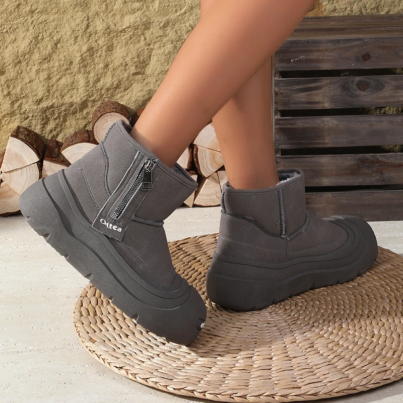 2025 جديد! أحذية للجنسين قبيحة لطيفة بمقدمة مستديرة - مبطنة بالصوف للخريف/الشتاء، دفء سميك، أحذية قطنية ذات نعل سميك