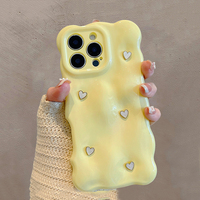Fashion Love Heart 3D Wave Meteorite Bubble Phone Case For iPhone 16 Por Max 11 12 13 14 15 Plus TPU Shockproof Back Cover