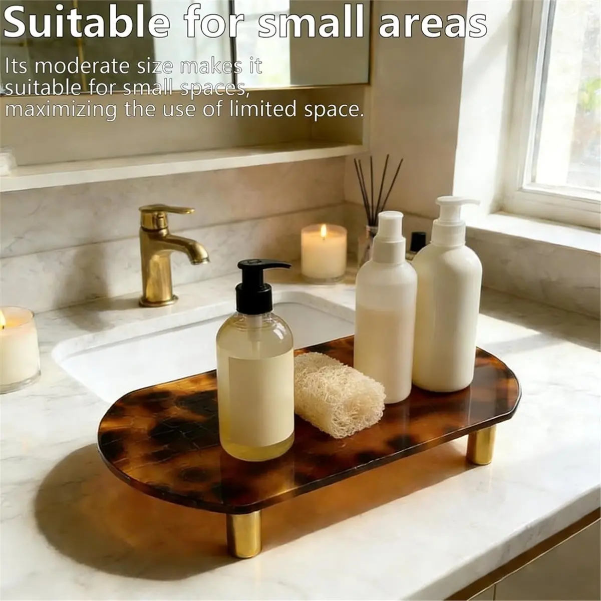 A95G Tortoise Print Acrylic Tray Organizer, Vanity Leopard Tray Nightstand Dresser or Bathroom Vanity Tray Organizer
