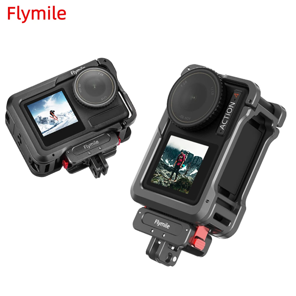 

Flymile Frame Case for DJI OSMO Action 5 Pro/Action 4 Camera Aluminium Alloy Metal Cage Mount Cold Shoe Full Protective Case