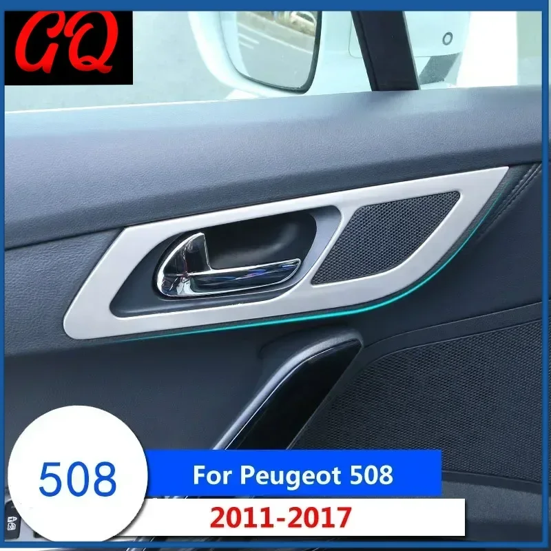 

For Peugeot 508 2011-2017 Door Handle Cover Trim Interior Door Window Lift Switch Cover Car Accessories 4pcs
