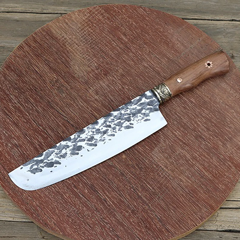

8,5-дюймовый нож Nakiri, острый тесак, нарезка мяса, овощей, кованые кухонные ножи Longquan ручной работы, медная декоративная деревянная ручка