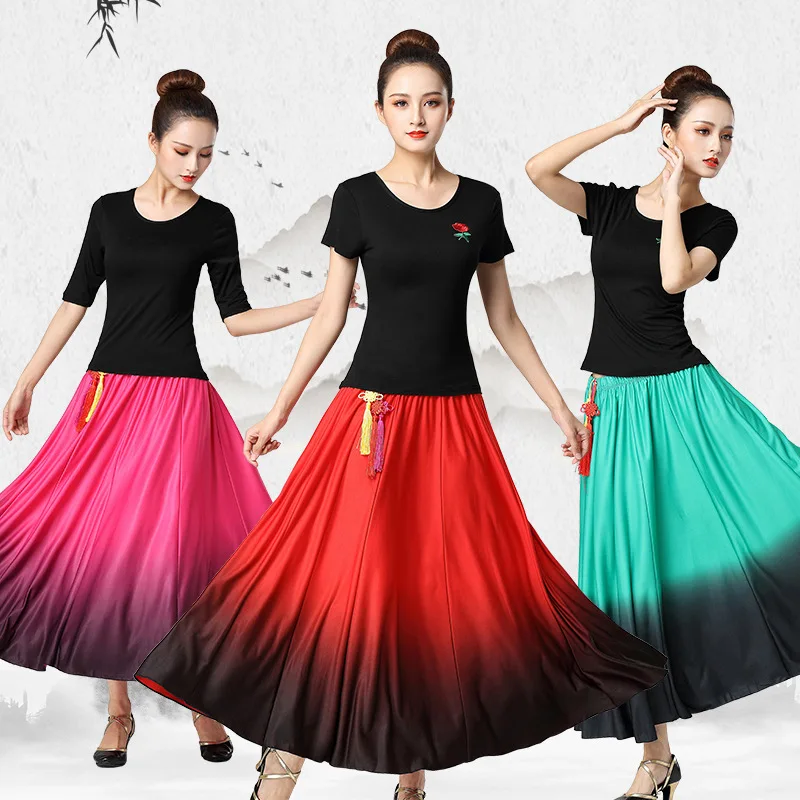 New Style Dancing Clothes Suit Middle-Aged and Elderly Female Modal Blouse Modern Dance Ethnic Style