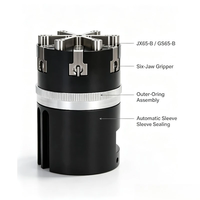 For JX65-B GS65-B Six Jaw Gripper Pneumatic Cylinder for Outer O-ring Automatic Sleeve Sealing Assembly
