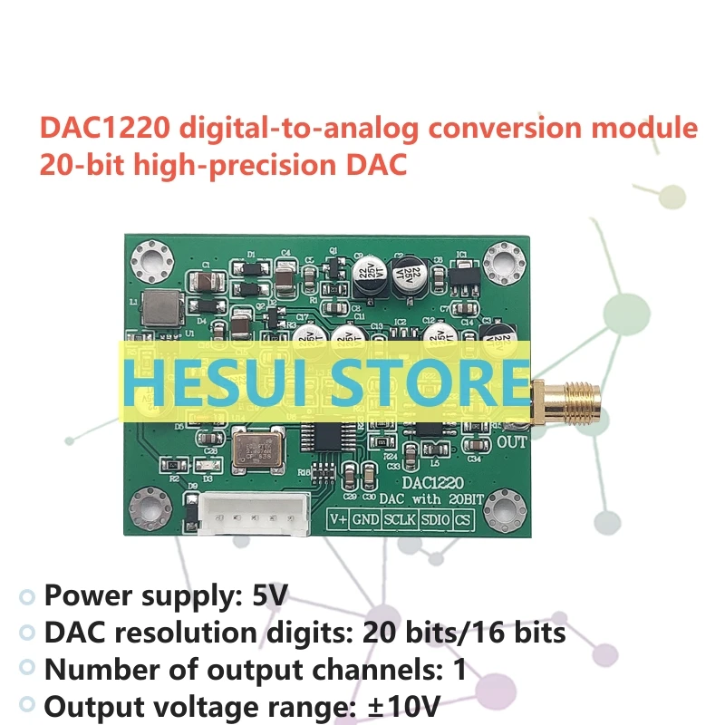 Conversão Digital para Analógica, DAC1220, Módulo de Aquisição de Dados, 20-Bit, DAC16-Bit, Ajustável Plus-Referência de Tensão 10V