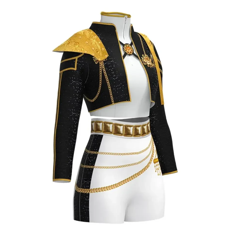 أزياء رومي زوي ميرا شيطان الصيادين Kpop التأثيرية للأطفال البنات ملابس مطبوعة ملابس لعب الأدوار بدلة كرنفال الهالوين