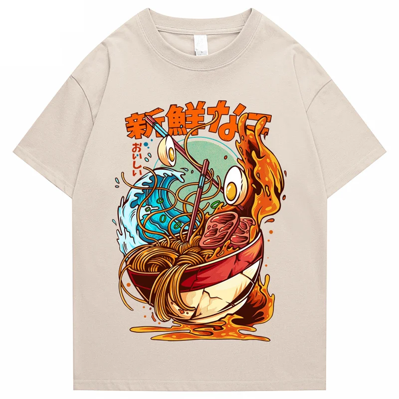 Japan Harajuku Dragon Noodle Men's Hip Hop T Shirt Monster T Shirt Streetwear Summer Top Tee Cotton T Shirt HipHop T Shirt Men