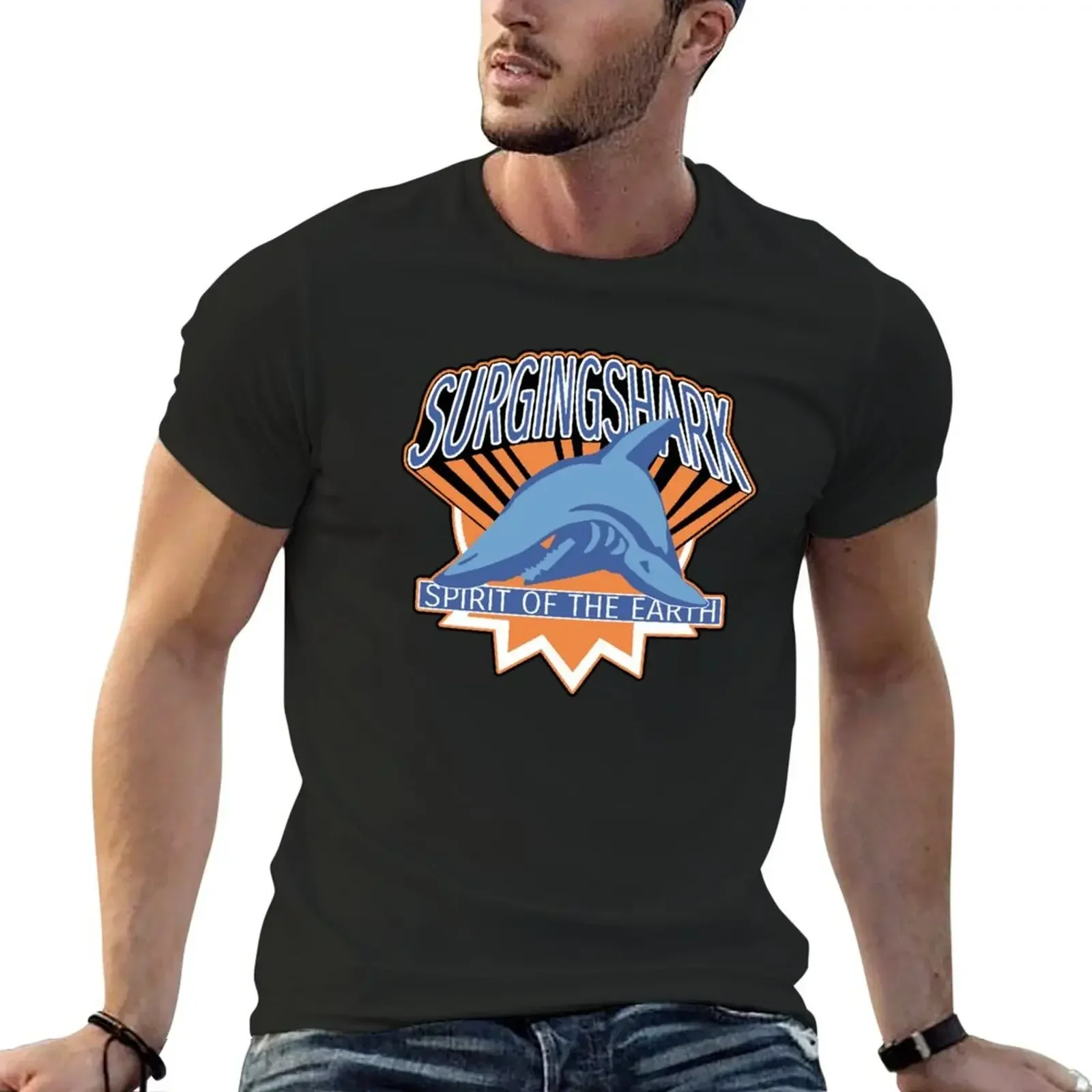 Surging Shark T-Shirt custom t shirt summer top vintage black t shirts for men