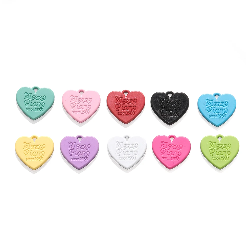 

10Pcs Candy Colored Acrylic Engraved Love Pendant Hanging Bracelet Pendant for DIY Jewelry Making Phone Chains Accessories