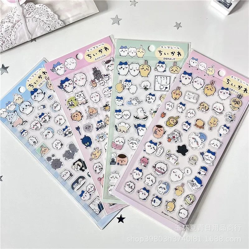 

4pcs Super Cute Cartoon Stickers Kawaii Notebook Ledger Decoration Stickers Hachiware Usagi Cross Dressing Stickers