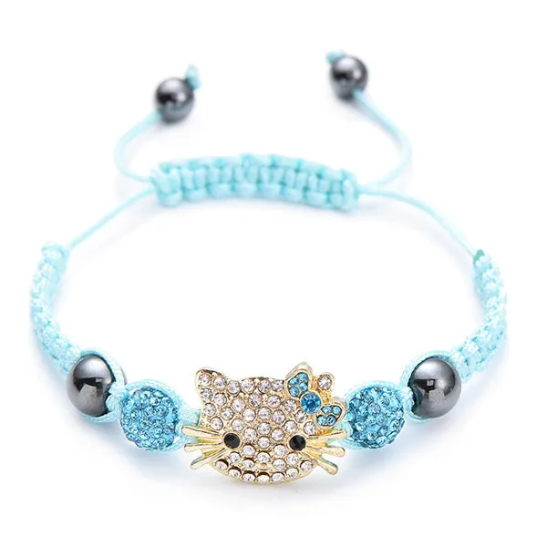 Sanrio Hello Kitty Bracelet Handstring Diamond Ball Shambhala Bracelet Crystal Wish Handstring Hello Kitty  Disney Accessories