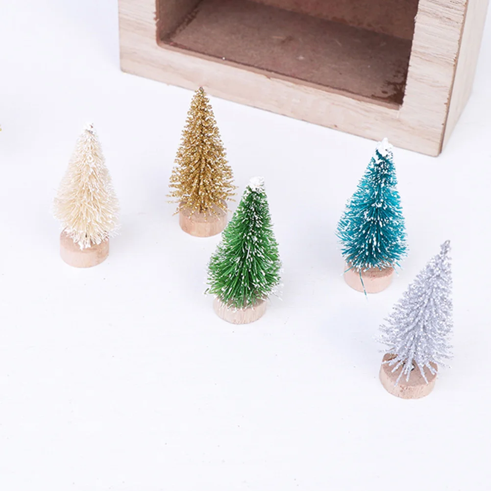 

27pcs Mini Christmas Tree Decor Set Fake Snow Frost Trees Simulated Garland For Home Scene Xmas Ornament