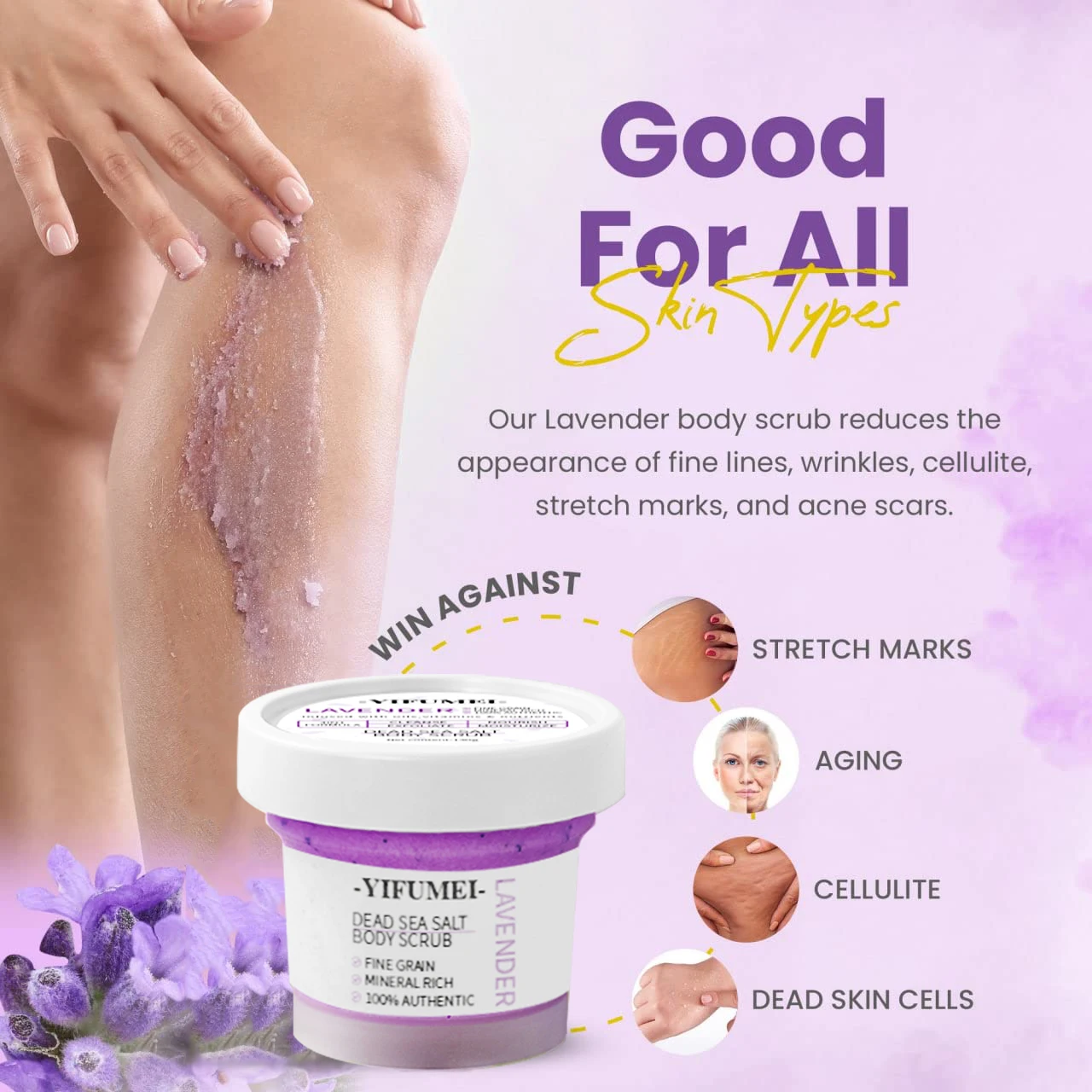 

YIFUMEI Lavender Body Scrub Exfoliator with nature ingredients Exfoliating Salt Scrub for Body and Foot Body Care