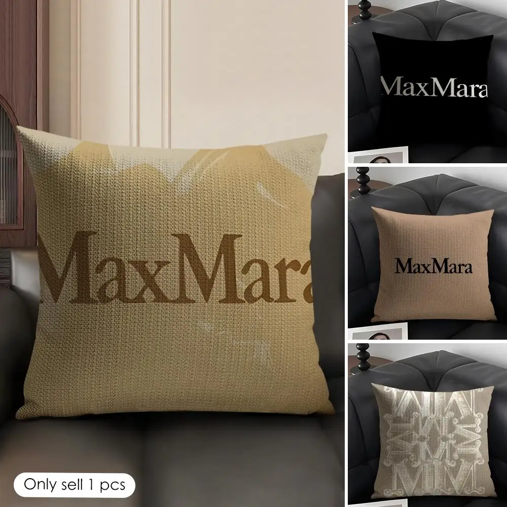 Fahsion Logo M-MaxS M-Maras Cushion Cover Organic Linen Square Pillow Case Durable Non-Allergenic And Kind To Skin