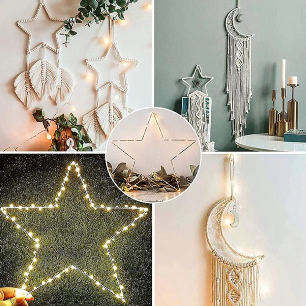 25CMx3MM Metal Stars Frame Hangable Wall Decoration Glazing Pentagram Shaped Wall Art Ornament Window Decor for Christmas Decor