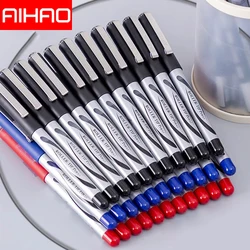 12/24pcs AIHAO Straight Liquid Gel Pen 0.5mm Ballpoint Pen Large Capacity Signing Pen Black Red Blue Kids School Supplies