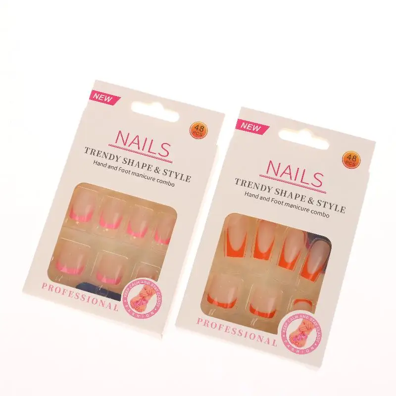 أظافر صناعية لامعة مكونة من 48 قطعة، مجموعة طبيعية بغطاء كامل للنساء #4