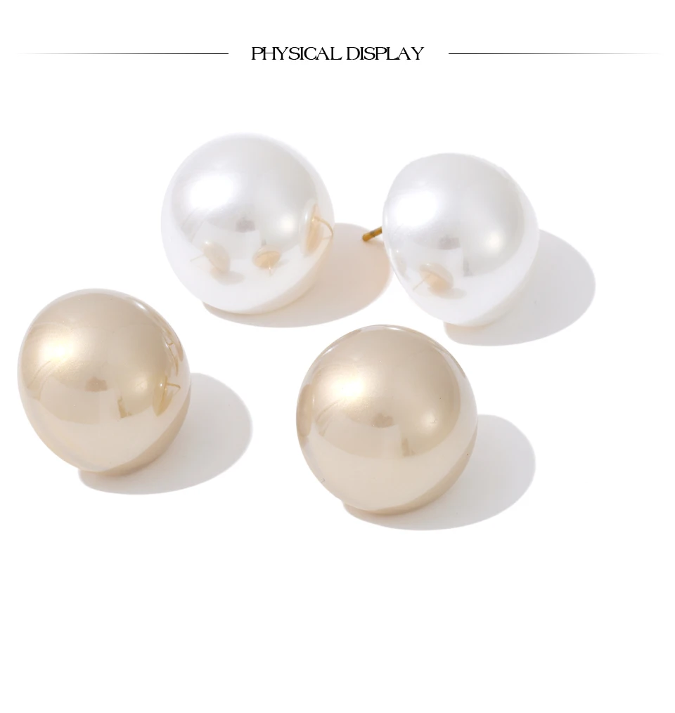 Yhpup 20*20mm Hochwertige Imitationsperlen Große Runde Ohrstecker für Frauen Eleganter Chic Attraktiver Schmuck Verhindern Allergien Geschenk – Detail 8