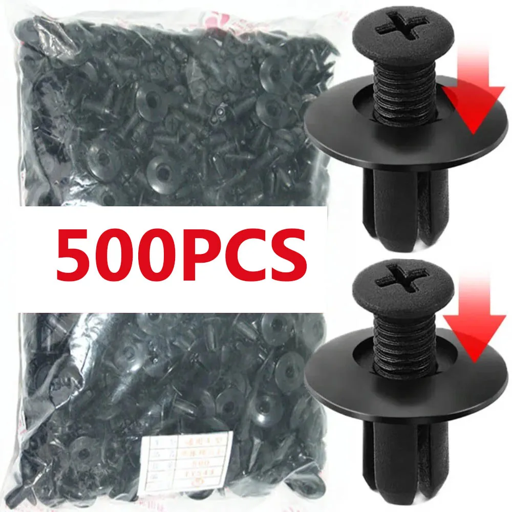 8mm Plastic Rivets Fasteners Screw Car Bumper Fender Black Rivet Car Fastener Clips for Toyota For Focus for Kia Nissan for Yama