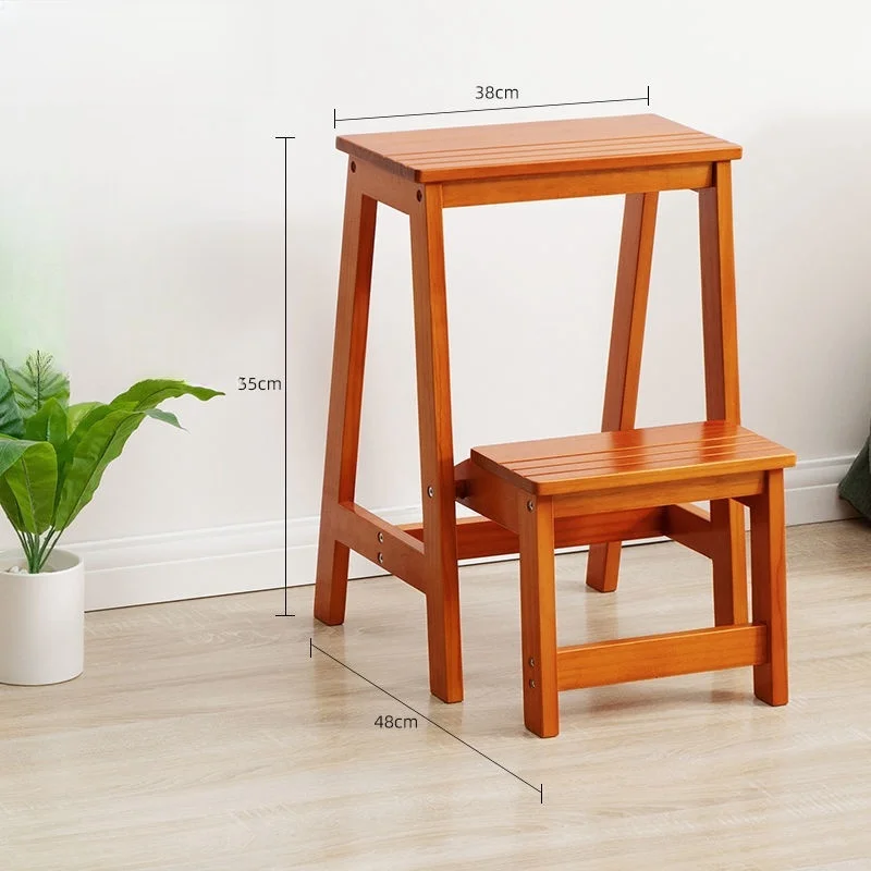 Solid Wood Folding Ladder Stool Household Stool Dual-use Indoor Ladder Stool Multi-Functional Staircase Chair Home Furniture