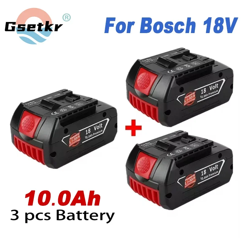 18V Battery 10.0Ah for Bosch Electric Drill 18V Rechargeable Li-ion Battery BAT609, BAT609G, BAT618, BAT618G, BAT614 + 1Charger