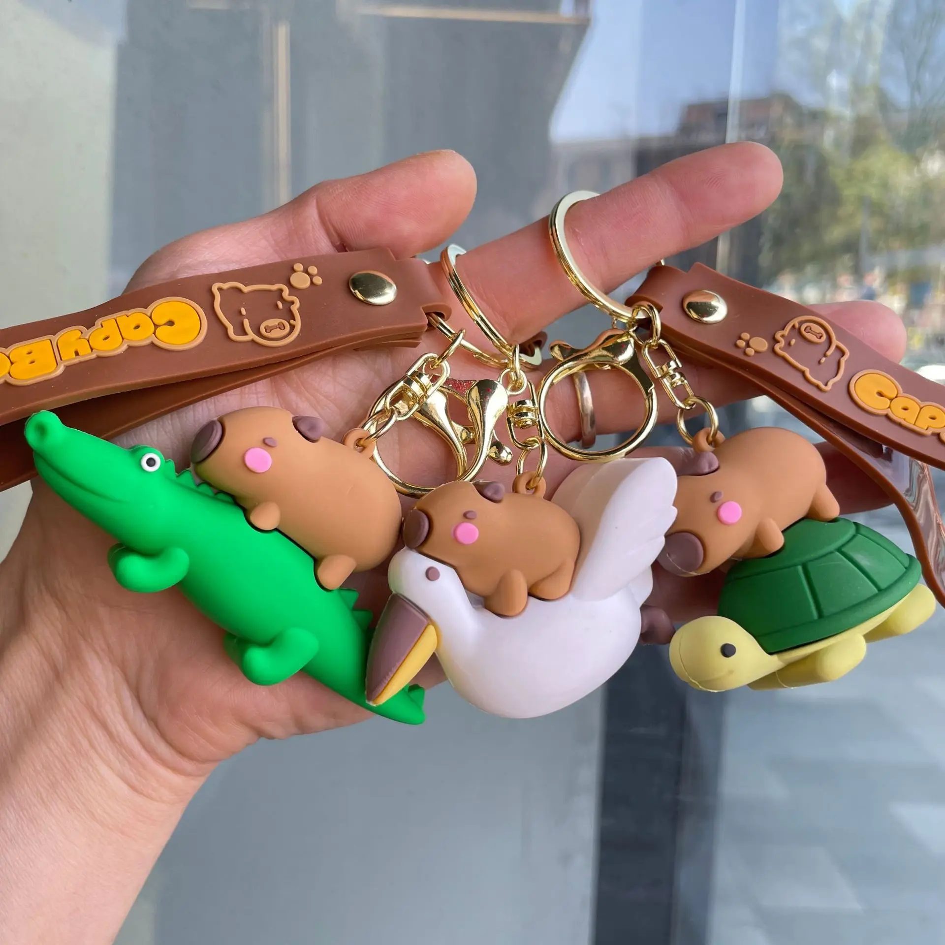 Cute Llaveros Women Anime Capybara Keychain for Bags Doll Keyring Capibara Chaveiro Key Chain Porte Clés Friends Gift Wholesale