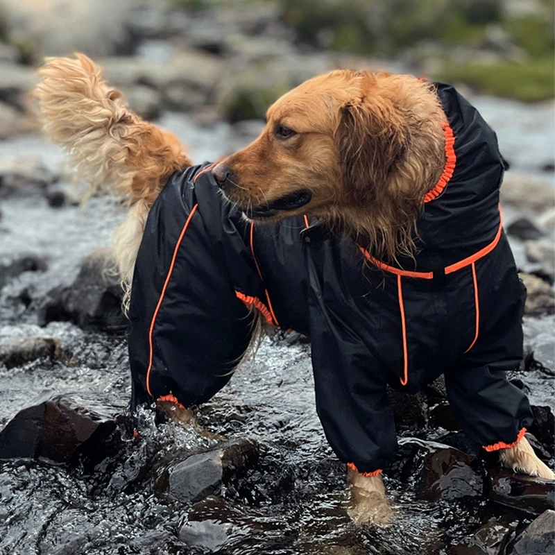 Dog Raincoat for Large Dogs Soft Breathable Snow-Proof Windproof Pet Rain Jacket Safety Waterproof Outdoor Dog Coat with Legs