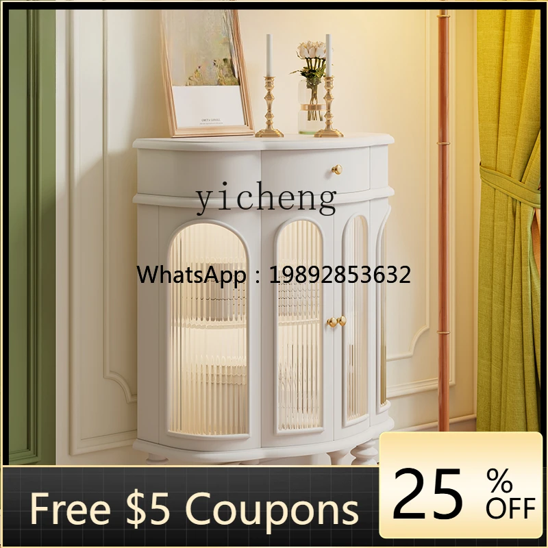 

G-Z1 medieval solid wood wine cabinet corridor entrance cabinet cream light luxury retro entrance side cabinet