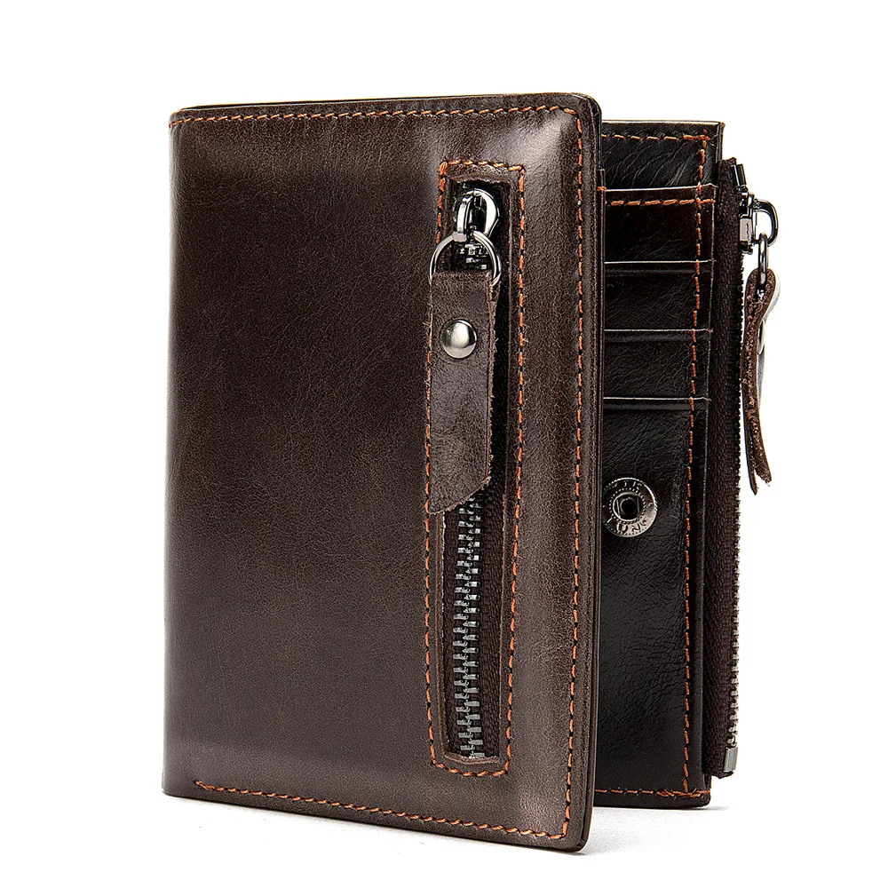 New Arrive 2025 Men's Genuine Leather Wallets Multifunction Card Holder Vintage Short Wallet Business Clutch Bags