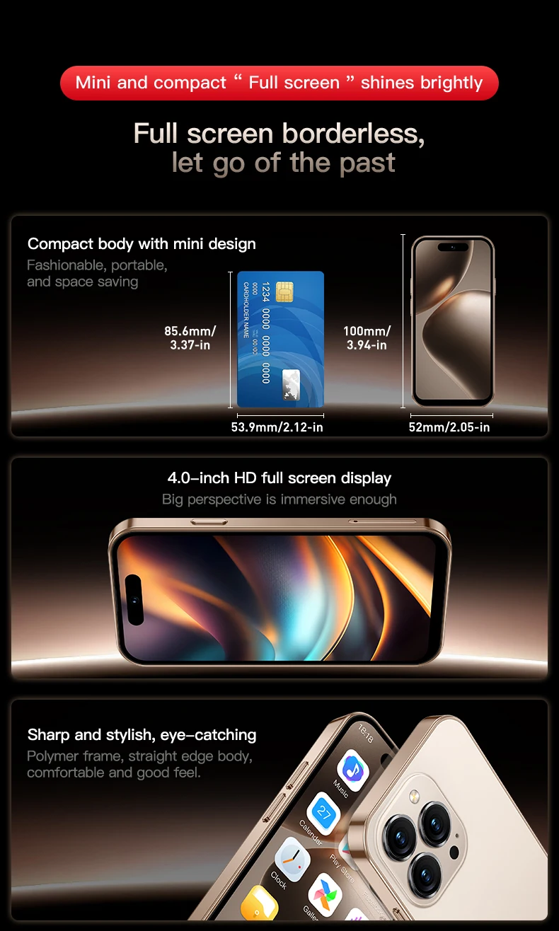 ONEMYTH Soyes M16 Pro 4.0 "Mini Smartphone -2000mAh Battery, 2GB+16GB, Dual SIM Cards, Facial Recognition Small Phone