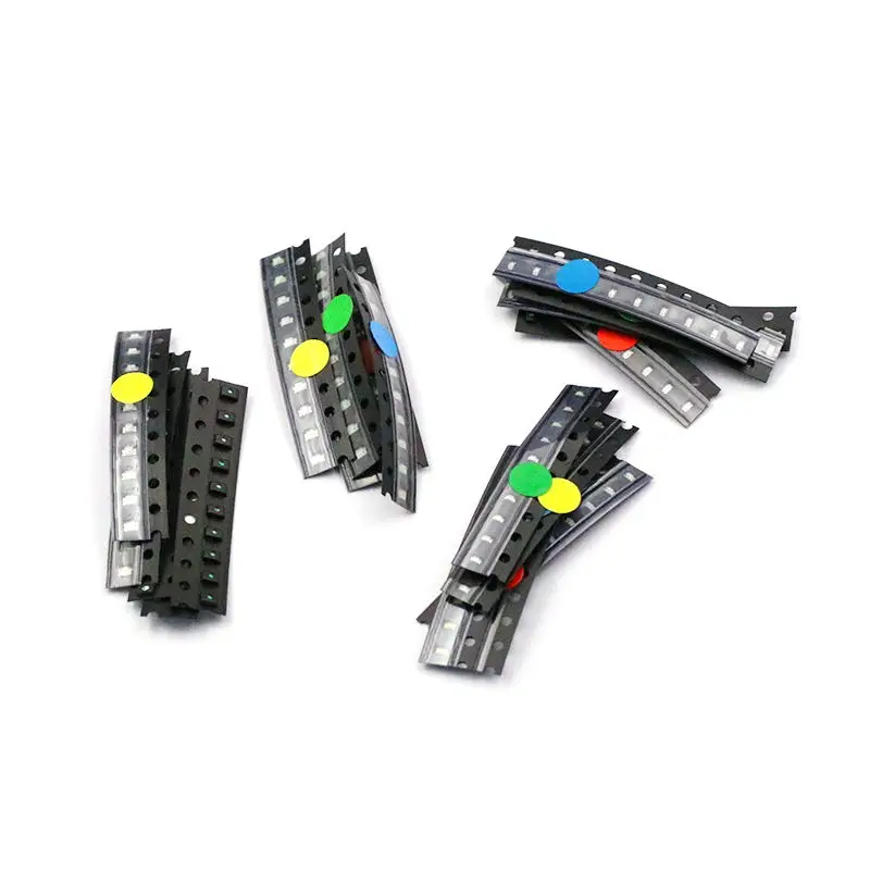 Ensemble de composants de Diode électroluminescente LED SMD 0805 0603, 5 types de diodes électroluminescentes, rouge, bleu, vert, jaune et blanc, 10 de chaque