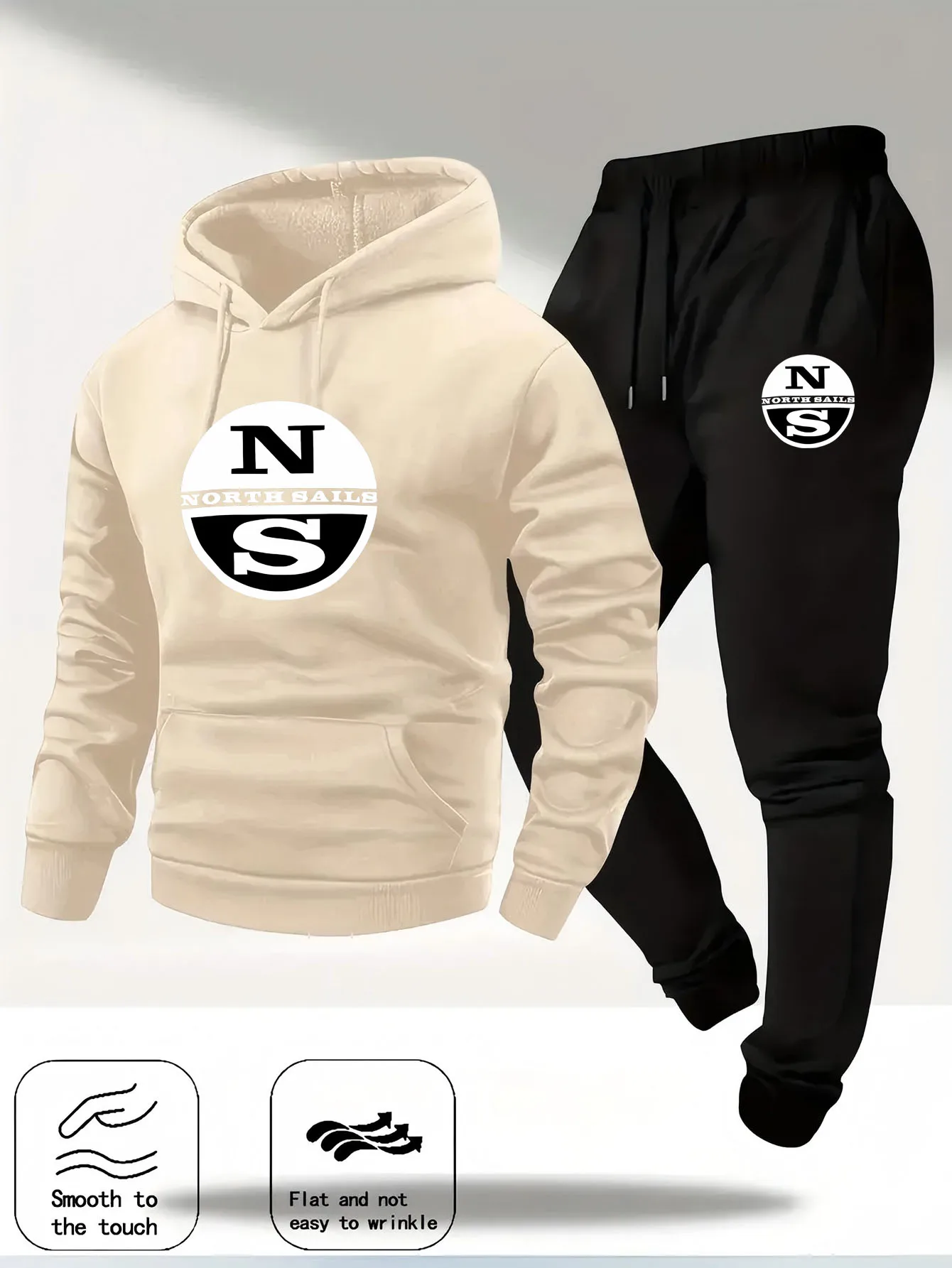 Men's two-piece sweatshirts, lightweight printed sweatshirts, trendy style running training sets, and fashionable fitness sets