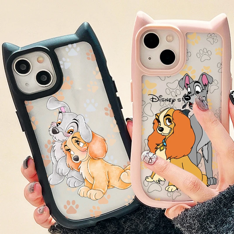

Disney Lady And The Tramp Art For iPhone 15 14 13 12 11 Pro Max Plus Cat Ears Transparent Covers Phone Case