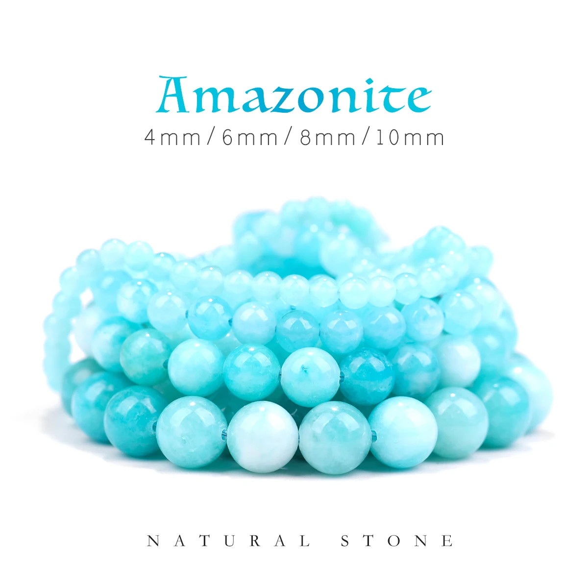 Cuentas de piedra Natural de grado, cuentas de piedra sueltas redondas de amazonita para fabricación de joyería, accesorios para pendientes de pulsera DIY de 4/6/8/10mm