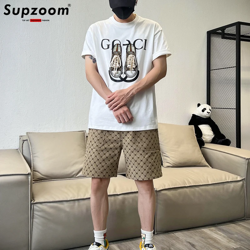 Supzoom 2022 New Arrival Hot Sale Popular Logo Summer Loose Of Male Casual Top Fashion High Street Sense Criss-cross Shorts Men